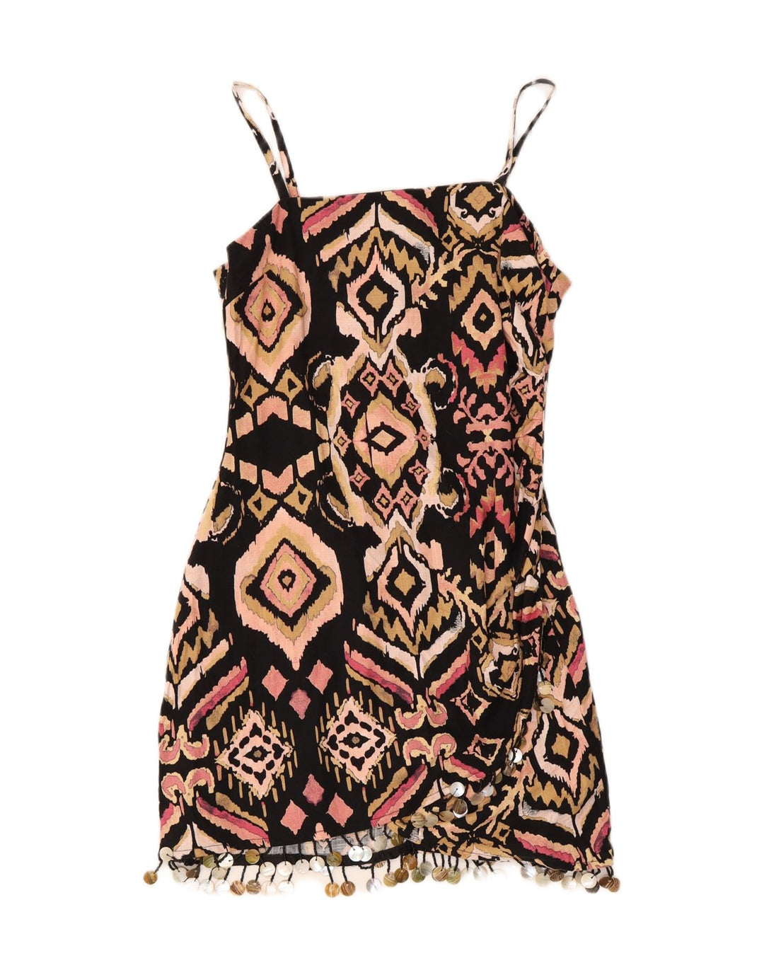 Zara Femme Robe d'été UK 12 Moyen Multicolore Ikat Coton
