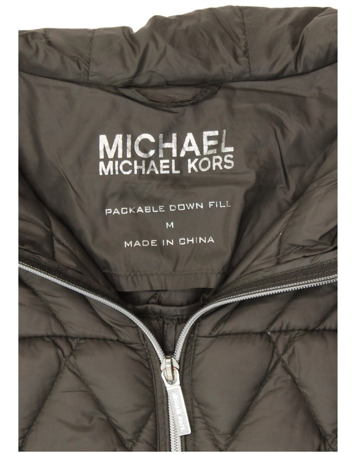 MICHAEL KORS Veste matelassée à capuche pour femme UK 14 Nylon gris moyen