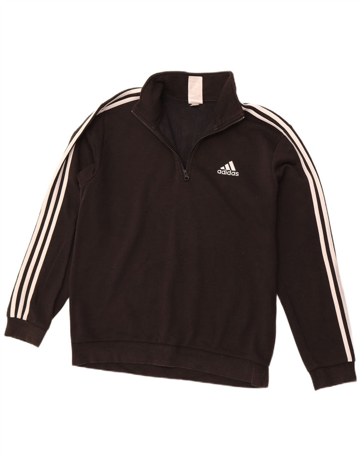 ADIDAS Sweat-shirt à col zippé pour homme en coton noir moyen