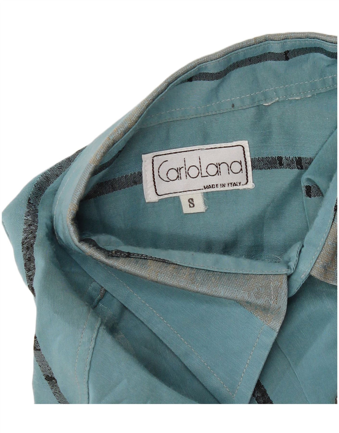 vintage Chemise à manches courtes pour hommes Petit rayé turquoise