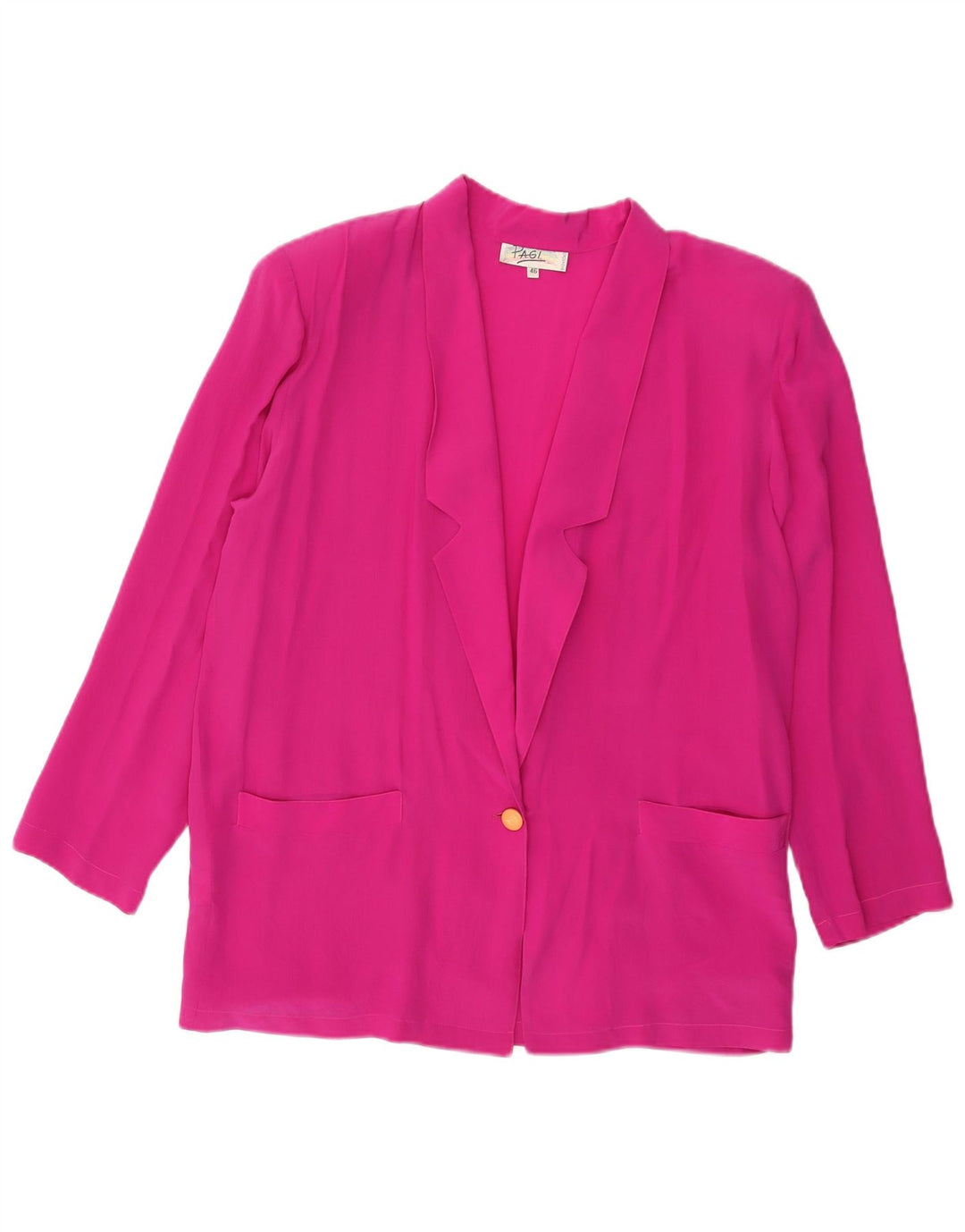 vintage Femme 1 Bouton Blazer Veste IT 46 Grande Soie Rose