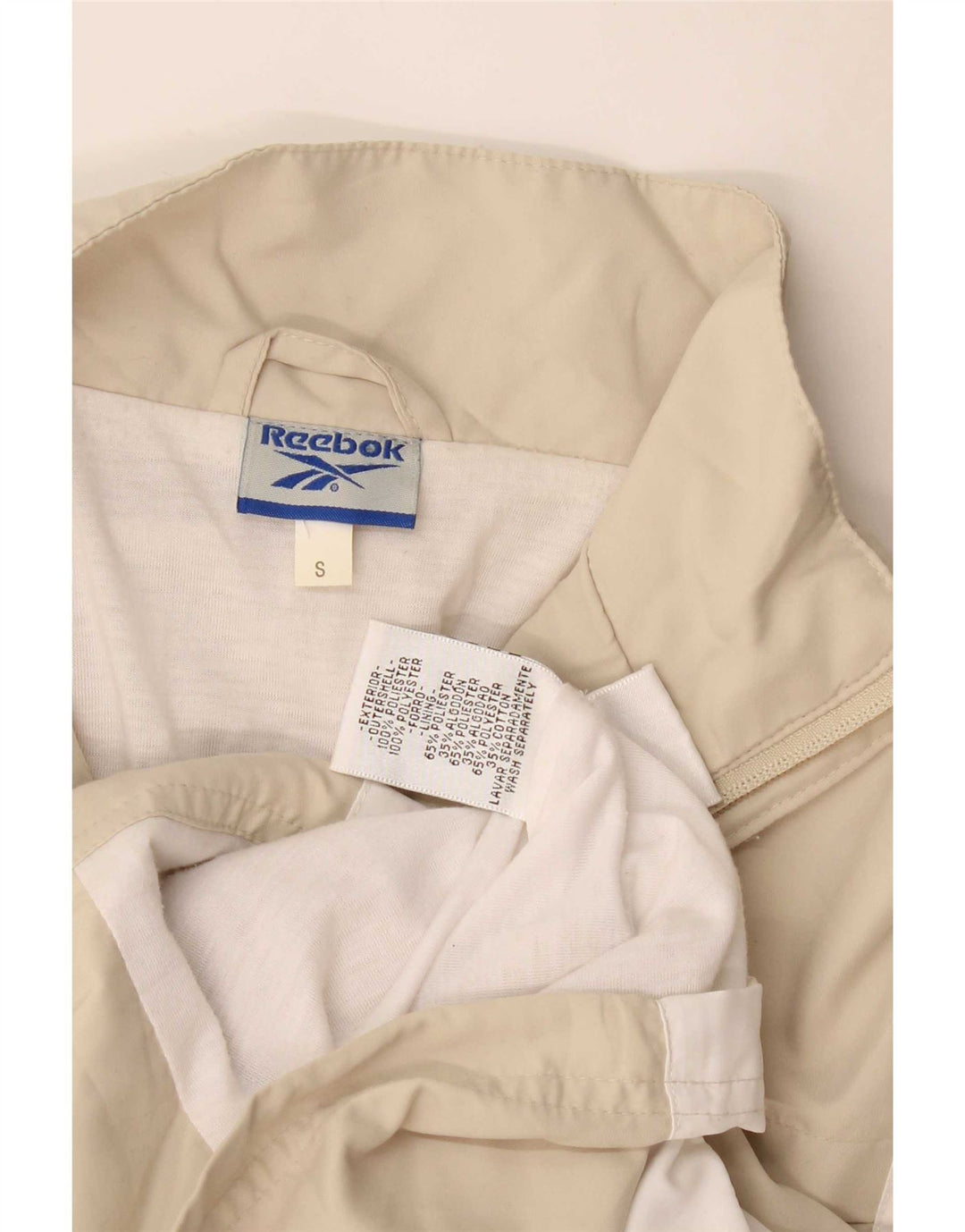 Reebok Veste de survêtement pour femme UK 10 Small Beige Colourblock Polyester