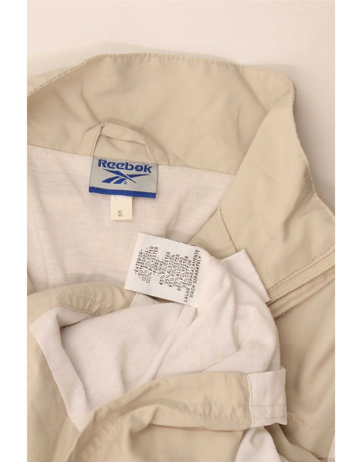 Reebok Veste de survêtement pour femme UK 10 Small Beige Colourblock Polyester