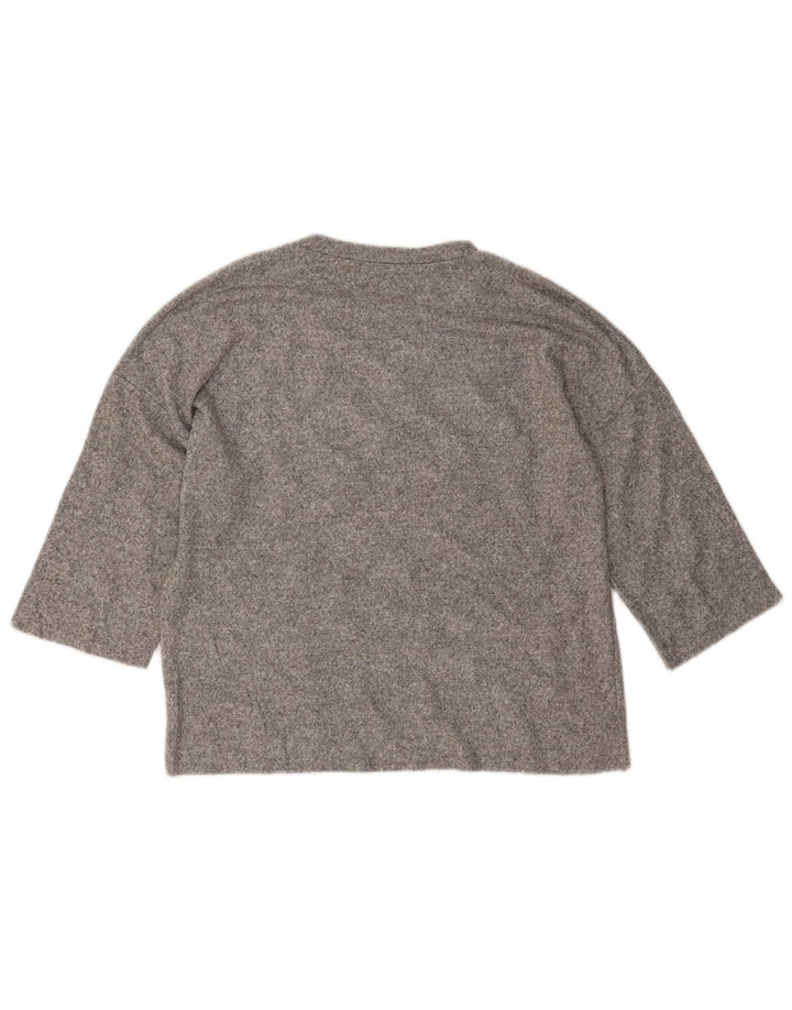 Zara Femme Haut Oversize Manches 3/4 UK 10 Petit Gris Moucheté