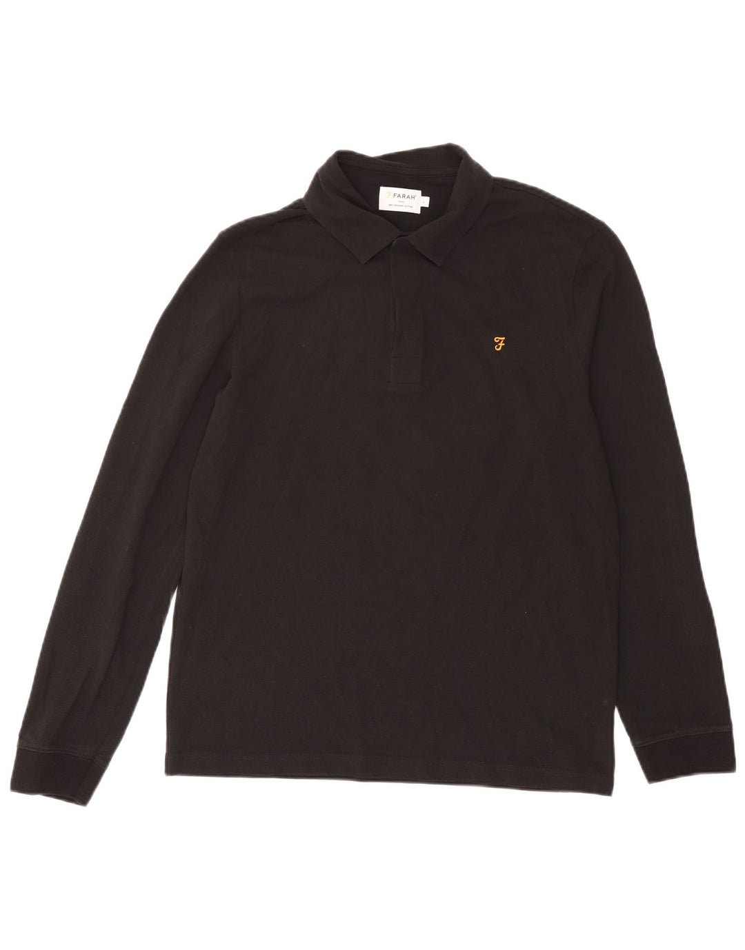 Farah Polo à manches longues pour hommes, grand coton noir