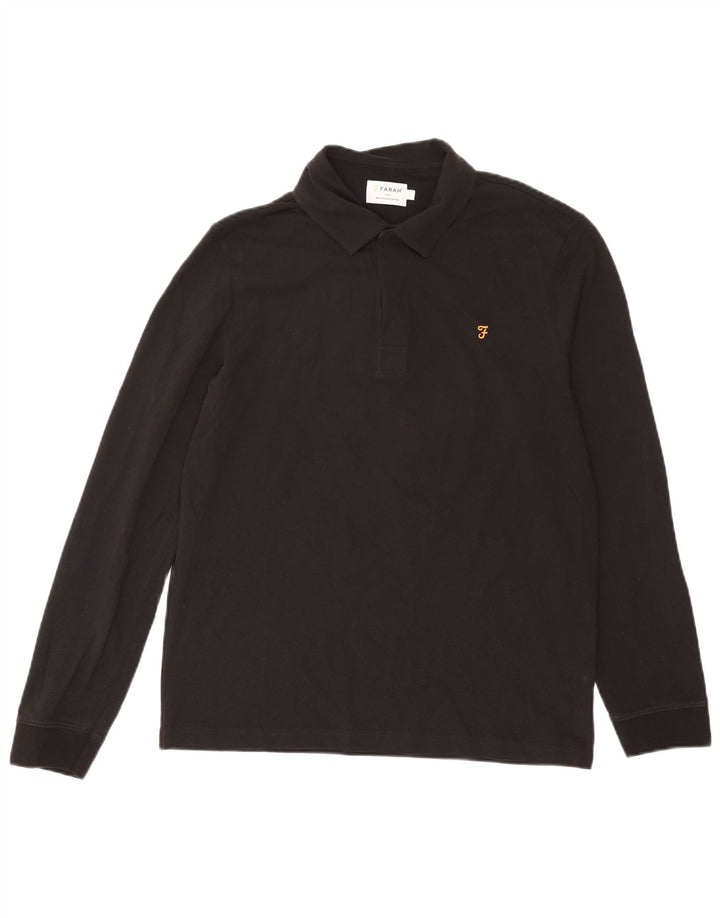 Farah Polo à manches longues pour hommes, grand coton noir