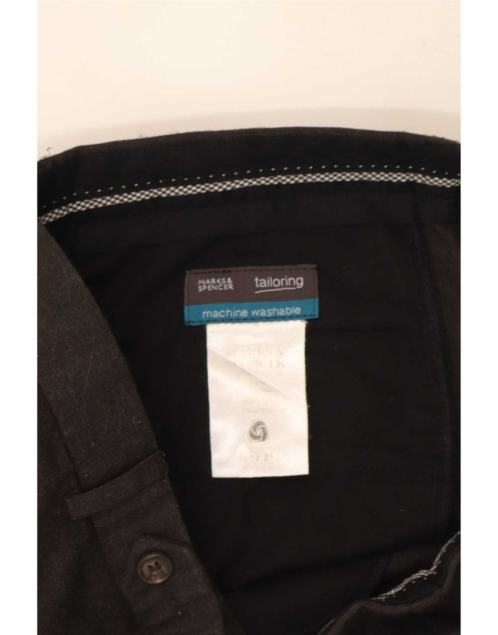 Marks & Spencer Pantalon de Costume Droit Homme W34 L31 Laine Noir