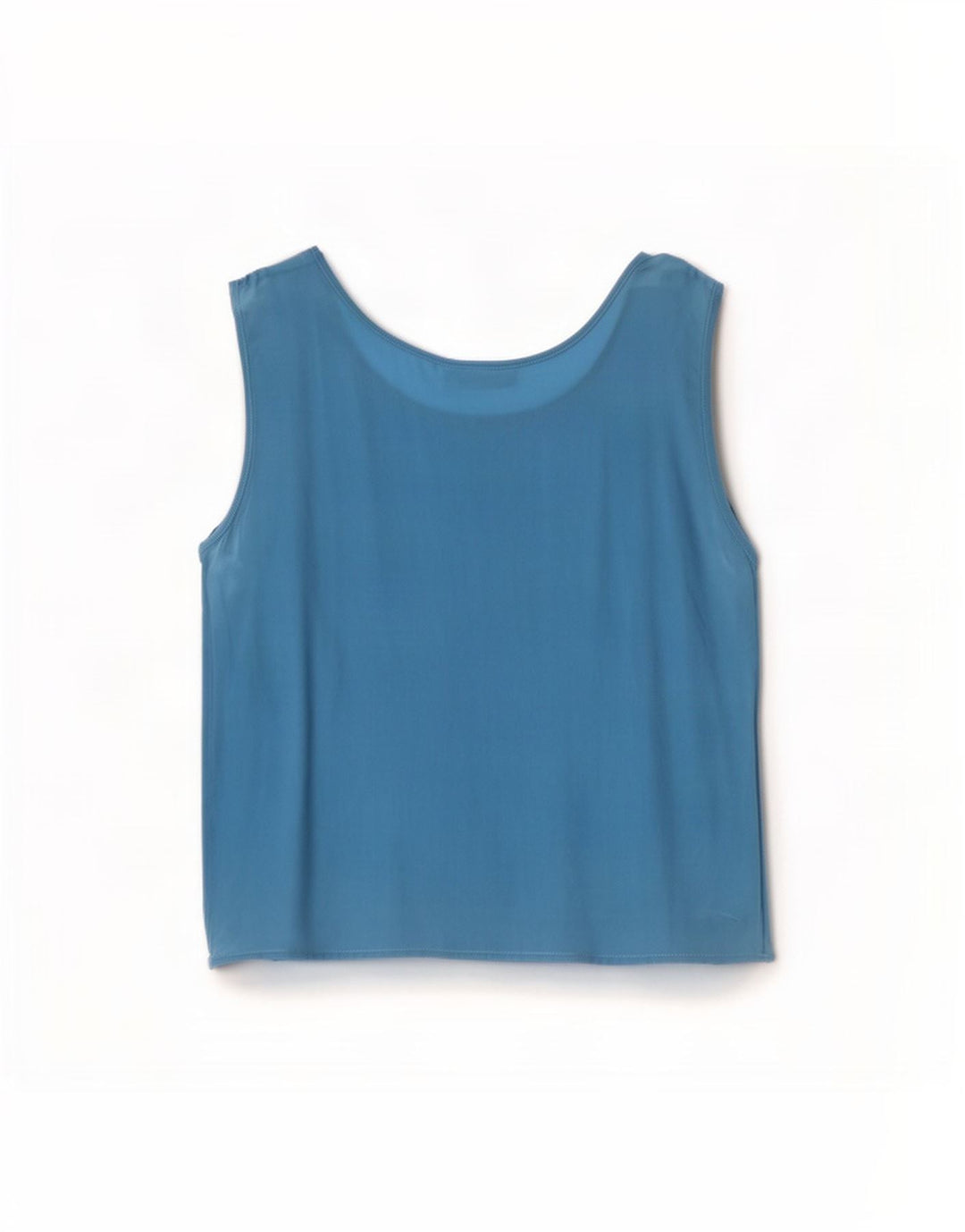 vintage Femme Blouse Sans Manches Top IT 44 Soie Bleu Moyen