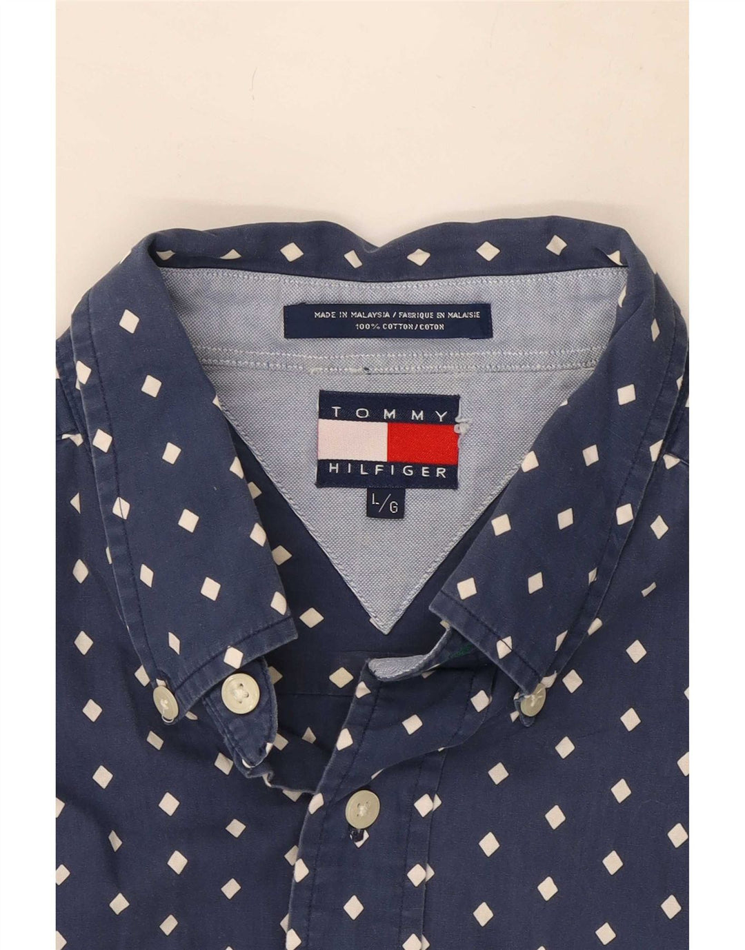 Tommy Hilfiger Chemise Homme Large Bleu Marine Spotted Cotton