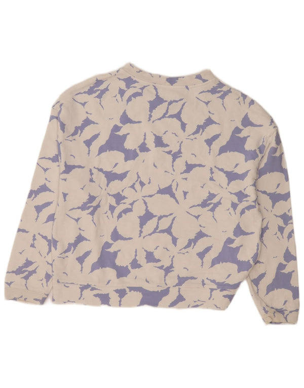 Benetton Sweat-shirt surdimensionné pour femme UK 10 Petit coton floral blanc