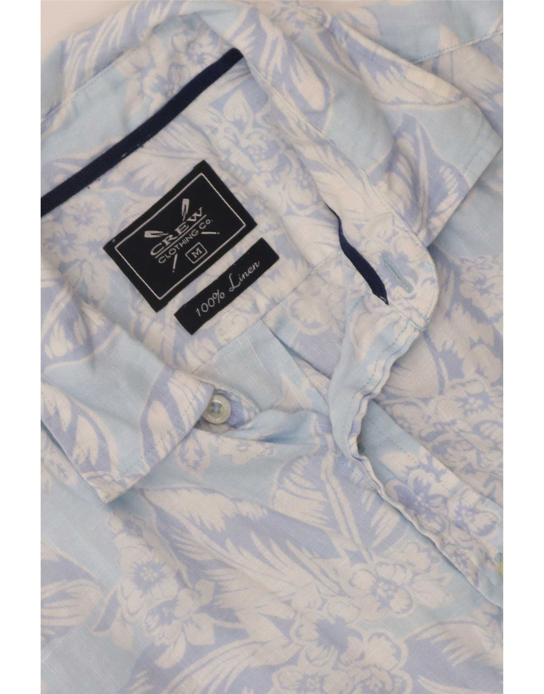 Crew Clothing Chemise à manches courtes pour homme en lin floral bleu moyen