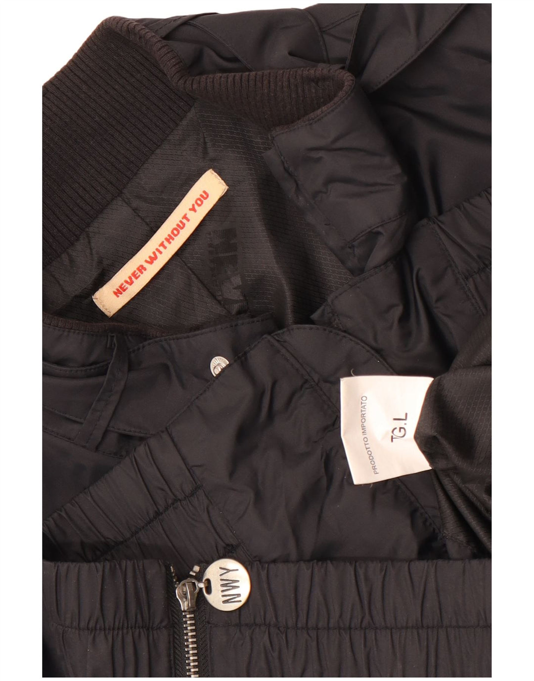 vintage Mens Graphic Utility Jacket UK 40 Grand Nylon Noir
