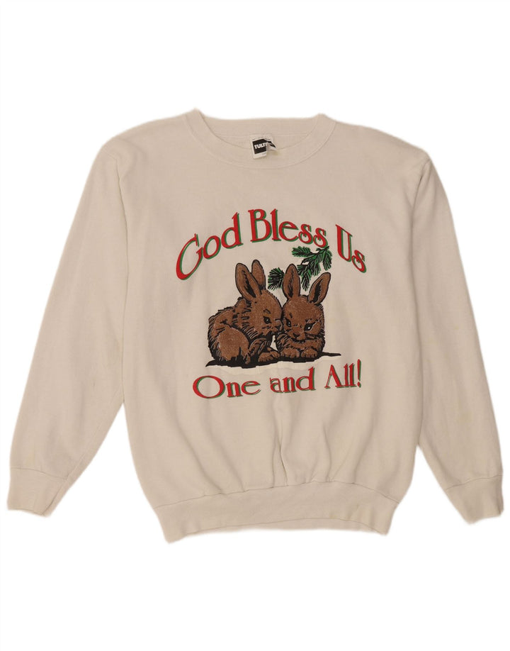 TULTEX Sweat-shirt graphique pour femme UK 16 Grand coton blanc