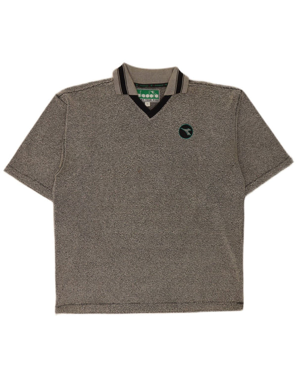 Diadora Polo Homme Gris Moyen Rayé Polyester