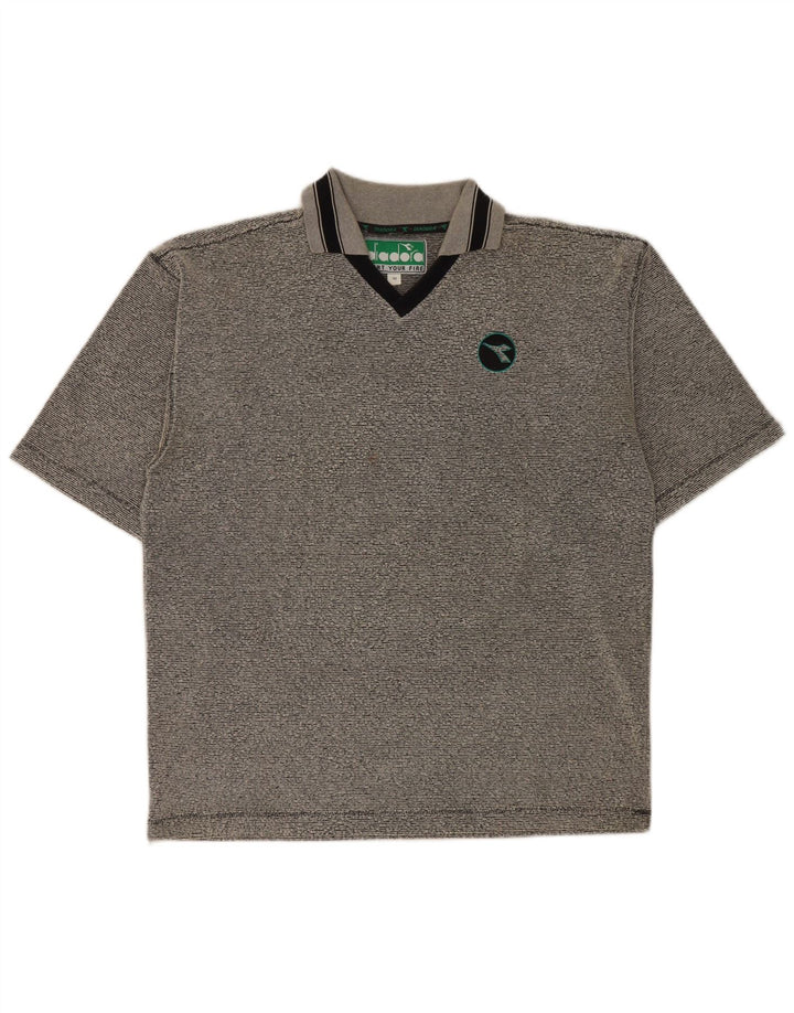 Diadora Polo Homme Gris Moyen Rayé Polyester