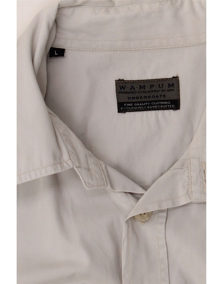 WAMPUM Mens Short Sleeve Shirt Large Grey Cotton Vintage Wampum and Second-Hand Wampum from Messina Hembry 