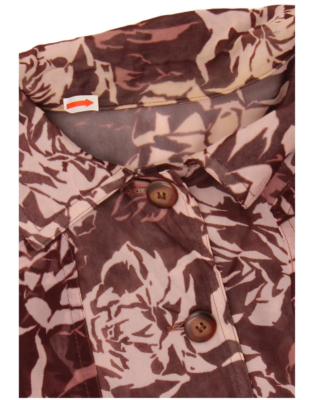 vintage Femmes Crop Shirt Blouse UK 12 Moyen Maroon Floral