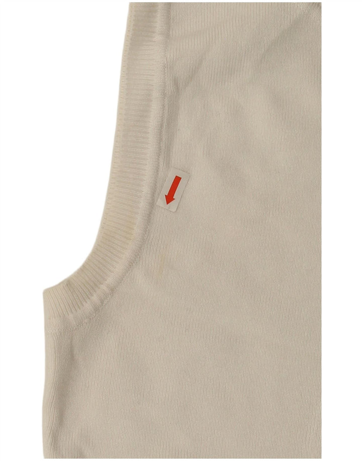 Zara Femmes Crop Débardeur UK 12 Moyen Blanc Viscose