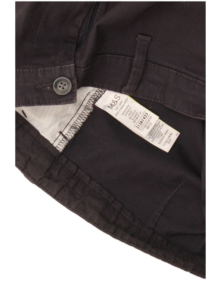 Marks & Spencer Short Chino Homme W32 Bleu Marine Moyen Coton
