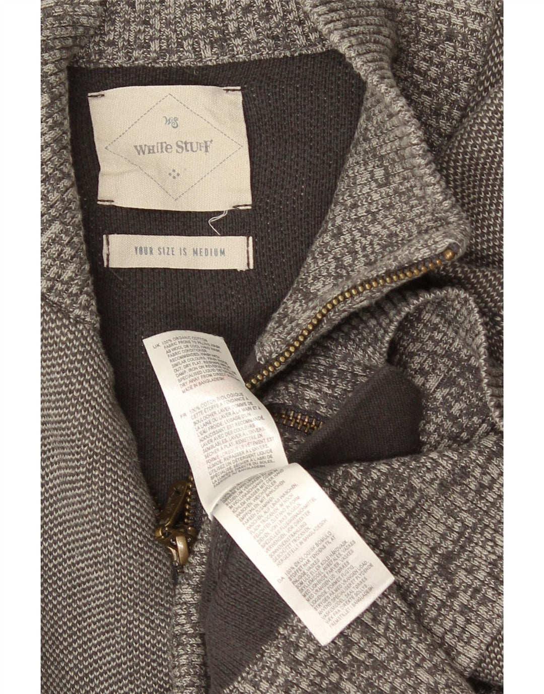 White Stuff Cardigan Pull Homme Gris Moyen Coton