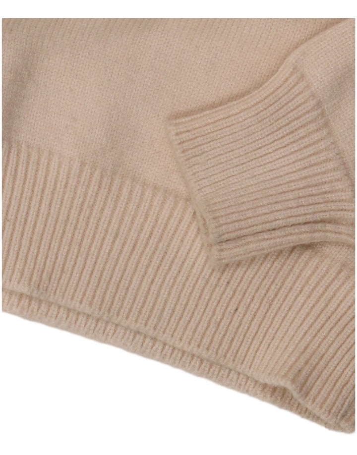 Zara Pull court à col rond pour femme UK 12 Medium Off White Viscose