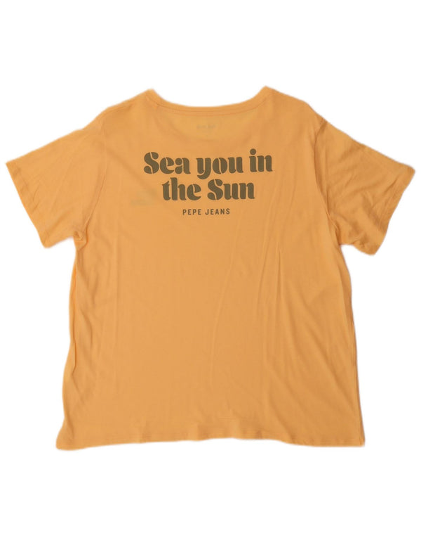 PEPE Jeans T-Shirt Graphique Femme UK 18 XL Jaune
