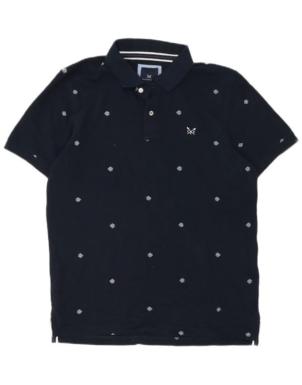 Crew Clothing Polo Homme Large Bleu Marine En Coton À Pois