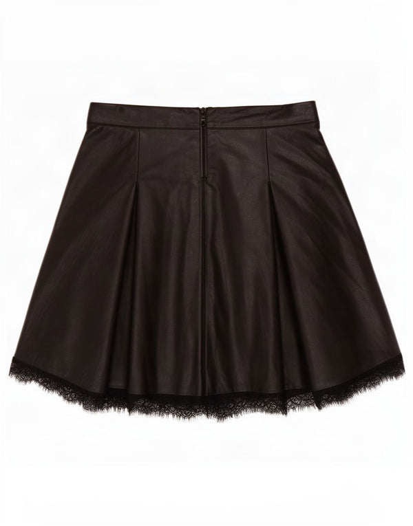Zara Femme Jupe Évasée En Simili Cuir XS W24 Polyuréthane Noir