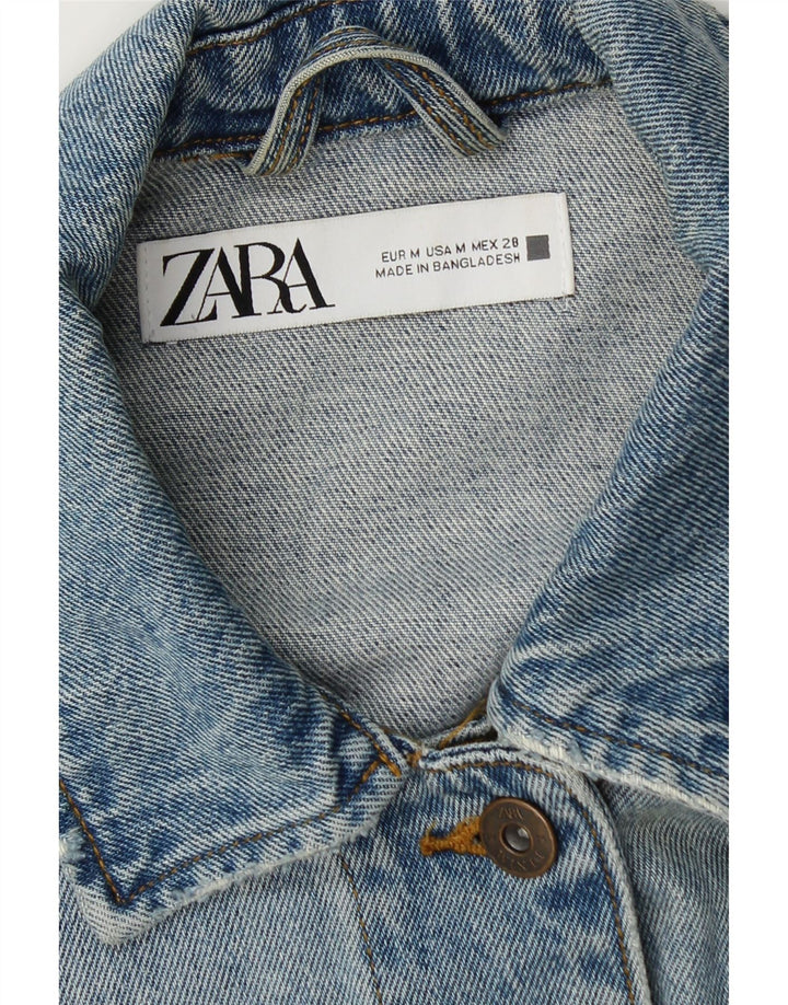 Zara Veste en jean vieilli pour femme UK 14 Bleu moyen