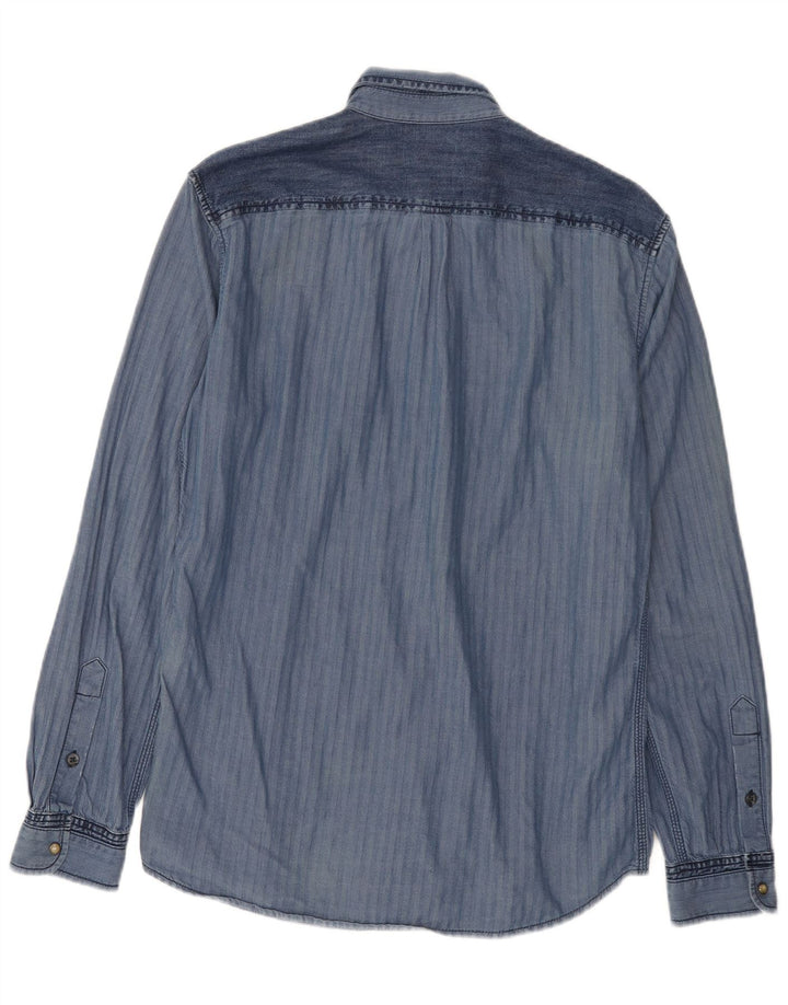 Diesel Chemise Homme Large Bleu Marine Chevrons Coton