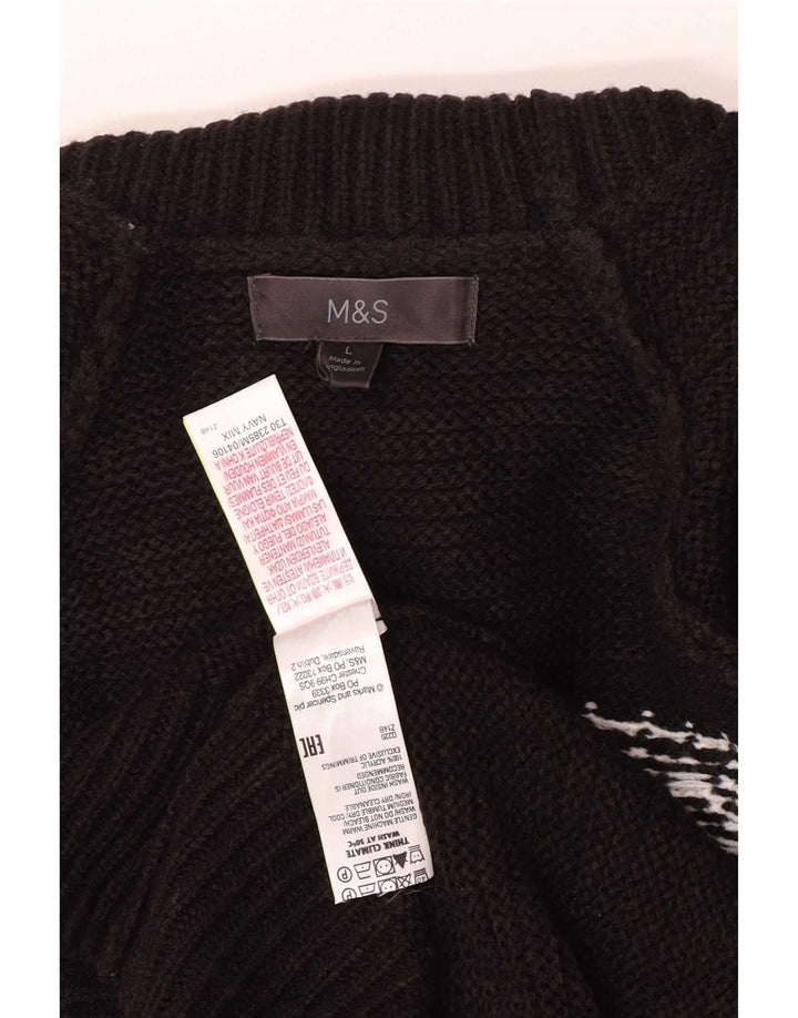 Marks & Spencer Pull col roulé pour homme en acrylique Fair Isle Noir Taille L