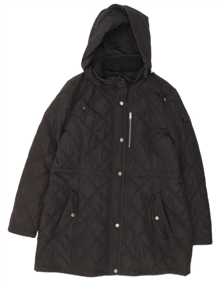 DKNY Manteau matelassé à capuche pour femme UK 18 XL Noir Polyester