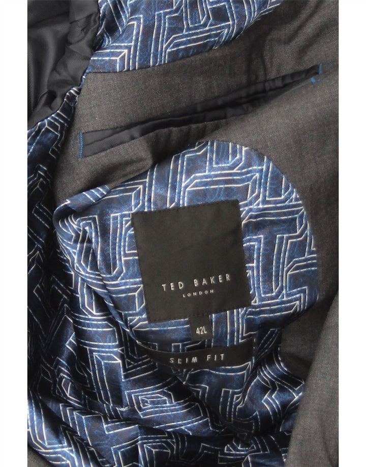 Ted Baker Veste Blazer Slim Fit à 2 Boutons pour Homme UK 42 XL Laine Grise
