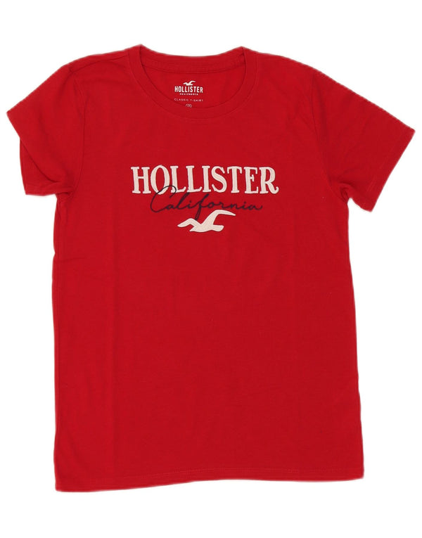 Hollister T-shirt graphique pour femme UK 6 XS Rouge Coton