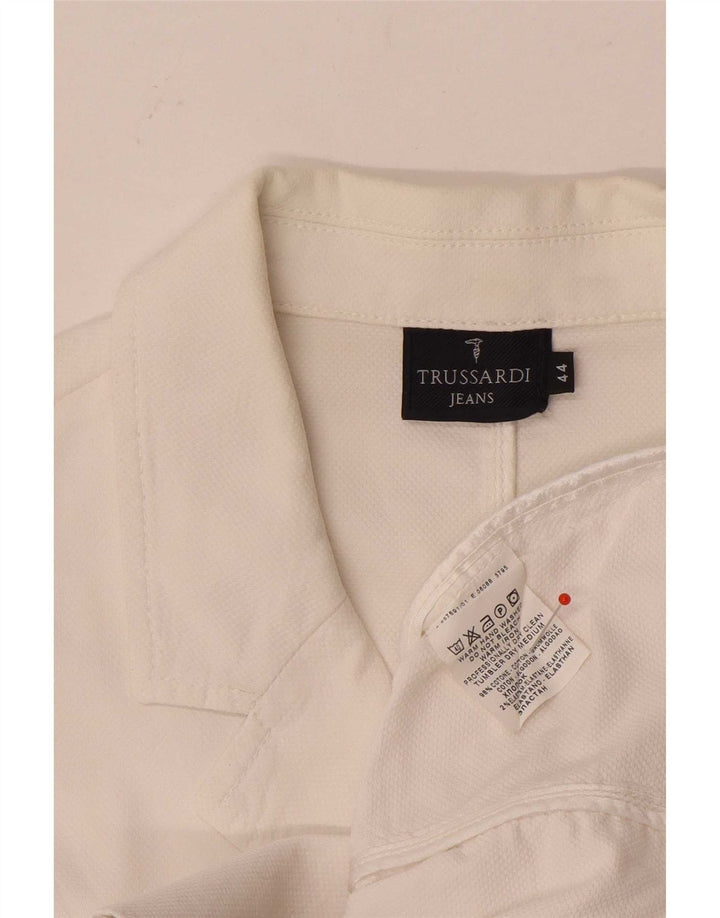 Trussardi Jeans Veste Blazer 3 Boutons Femme IT 44 Coton Blanc Moyen