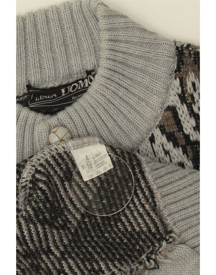 LINEA Cardigan Homme Pull Large Gris Géométrique Acrylique