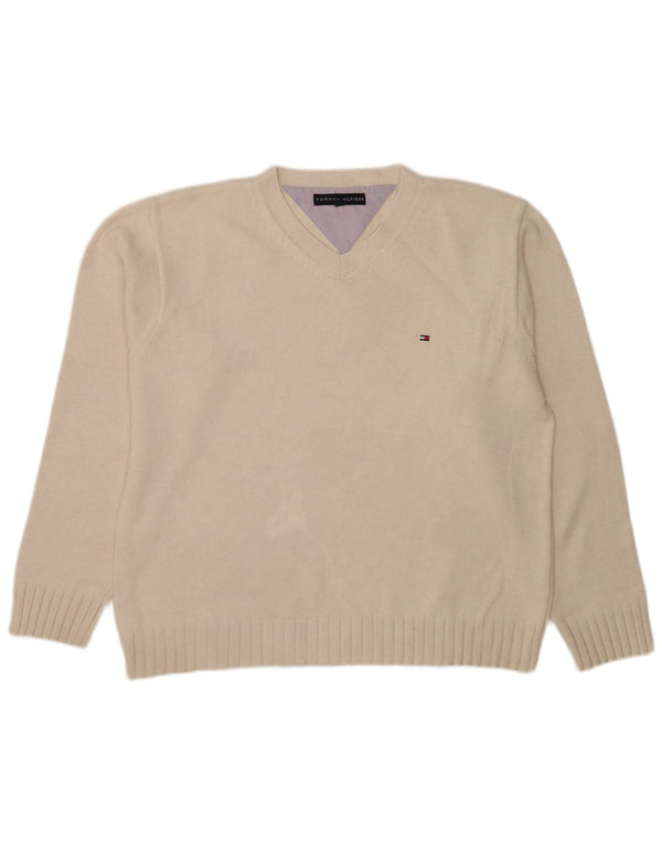 Tommy Hilfiger Pull col V Homme XL Beige Coton