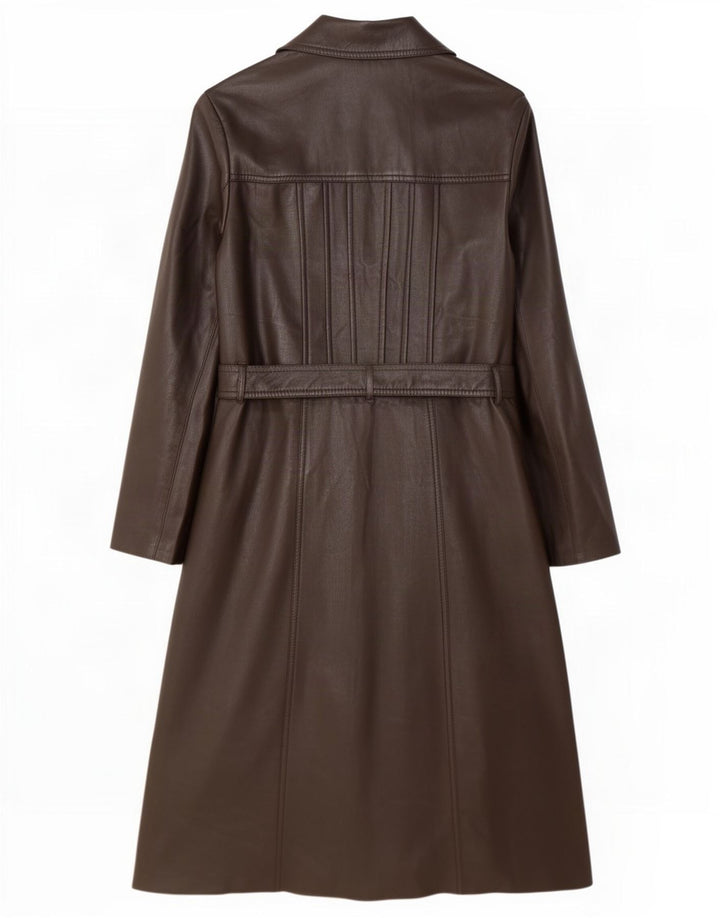 manteau en cuir femme vintage UK 12 Brun moyen