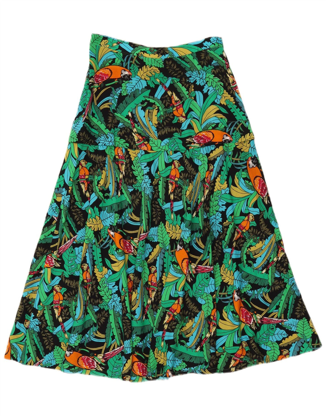 vintage Femmes 2 Pièces Jupe Ensemble Moyen W26 Vert Floral Hawaïen