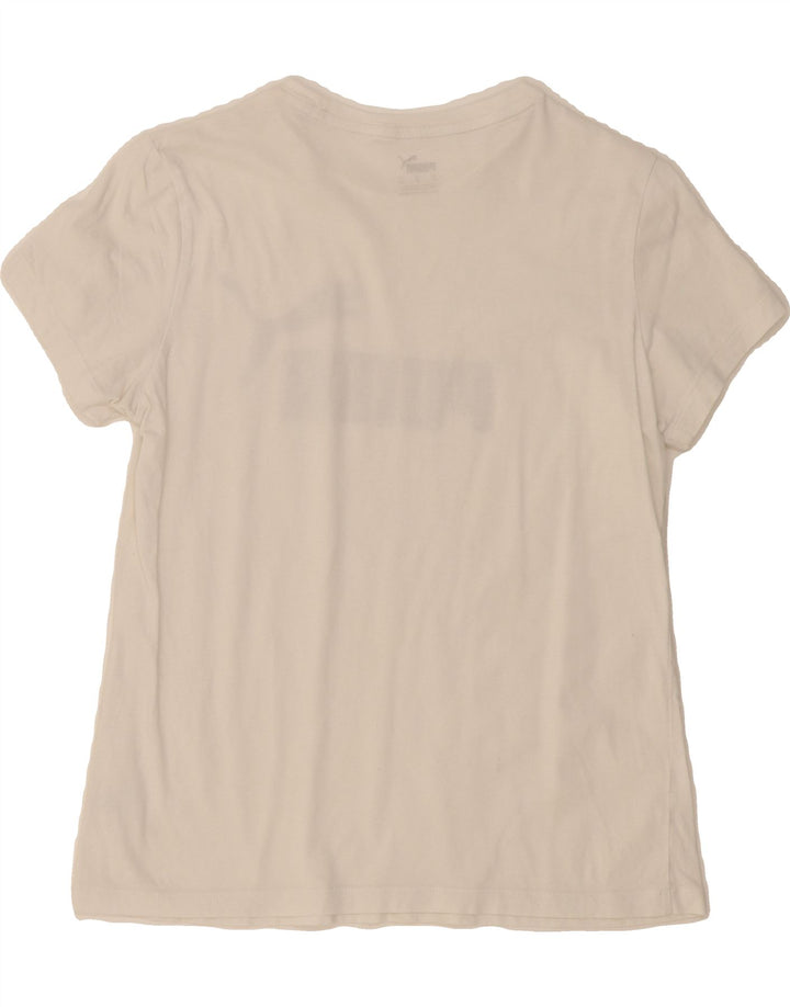 PUMA Womens Graphic T-Shirt Top UK 12 Medium White Vintage Puma and Second-Hand Puma from Messina Hembry 