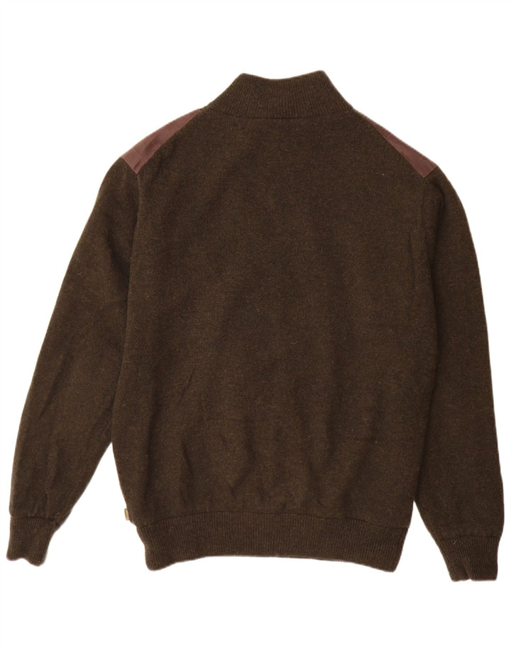 MUSTO Pull col zippé homme XL marron laine d'agneau