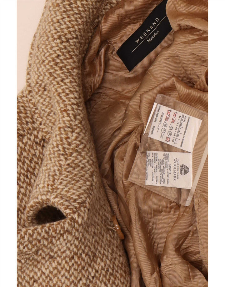 Max Mara Caban week-end pour femme UK 16 Large laine beige à chevrons