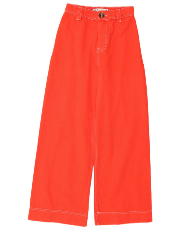 ZARA Pantalon décontracté taille haute à jambe large pour femme EU 32 2XS W22 L26 Orange