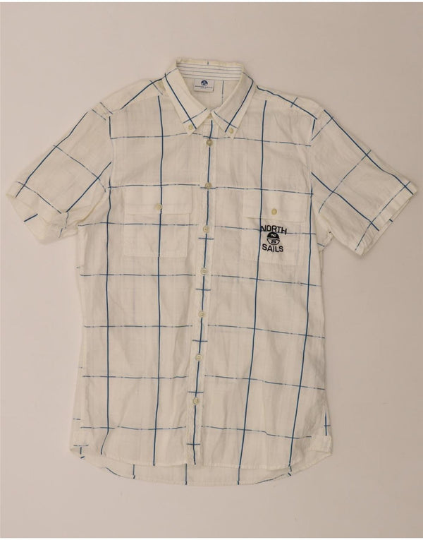 NORTH SAILS Chemise graphique à manches courtes pour homme en coton à carreaux blancs
