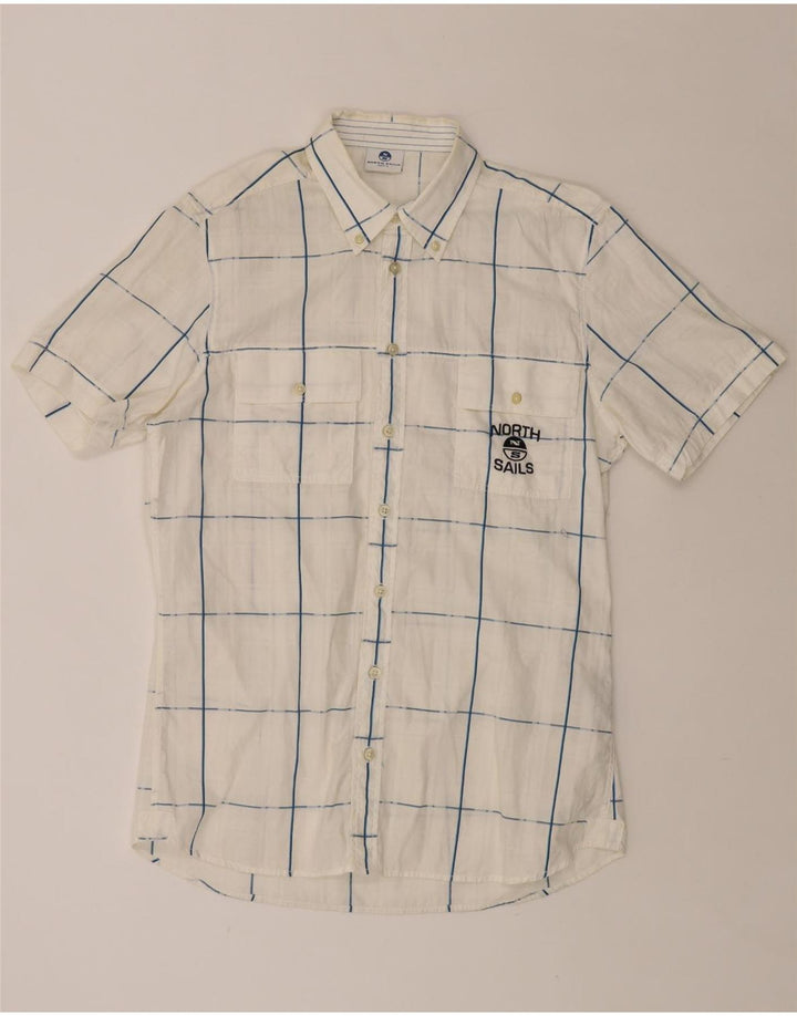 NORTH SAILS Chemise graphique à manches courtes pour homme en coton à carreaux blancs