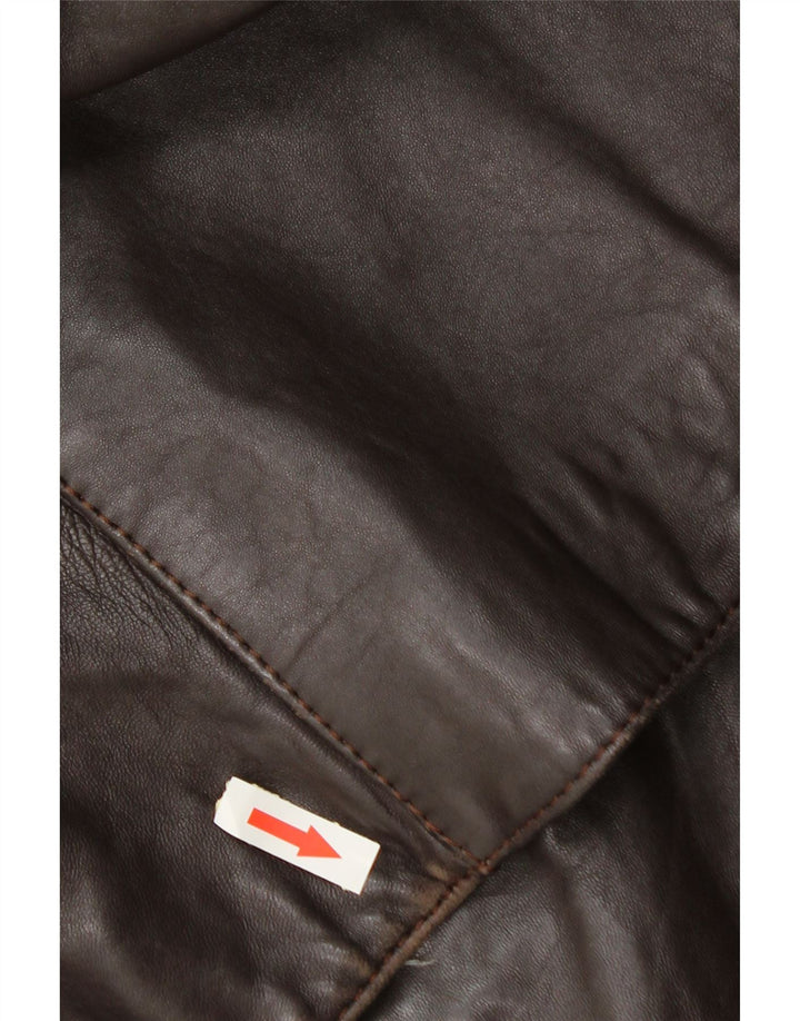 Manteau en cuir double boutonnage vintage pour femme IT 52 2XL Marron