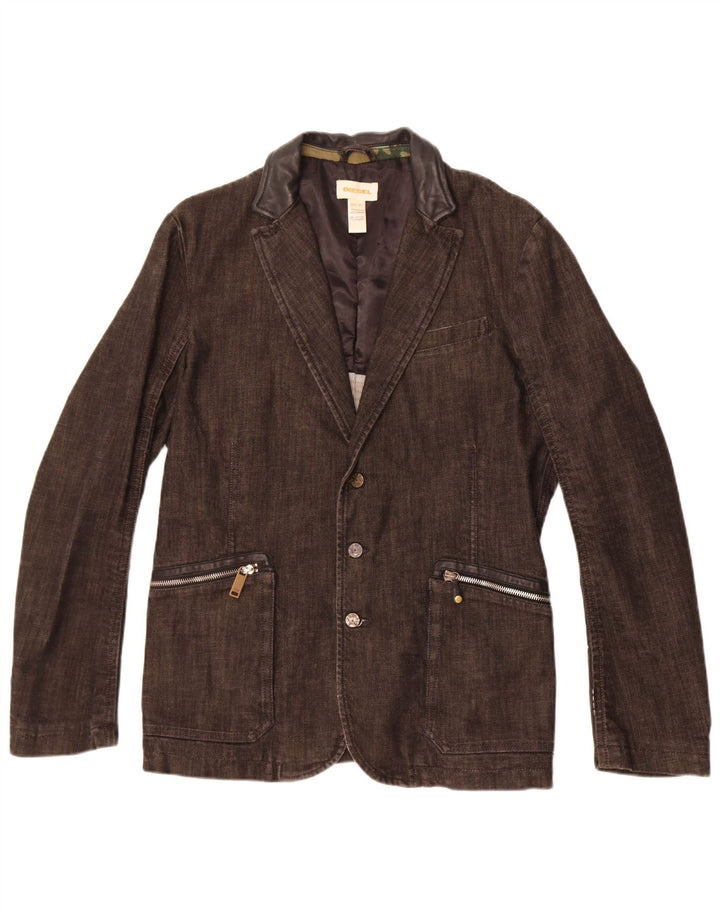 Diesel Veste blazer en jean à 3 boutons pour homme UK 38 Coton moucheté noir moyen