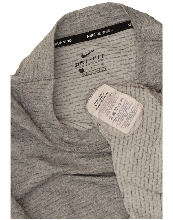 Nike Haut surdimensionné Dri Fit à manches longues pour femme UK 10 Petit Gris Moucheté