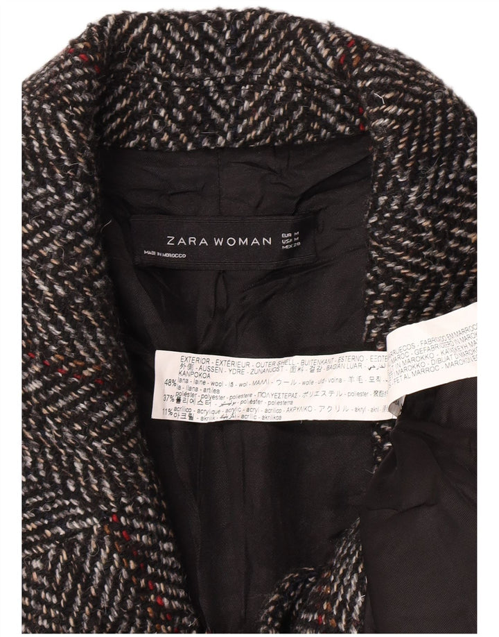 Zara Manteau Femme UK 44 Laine à Carreaux Gris Moyen
