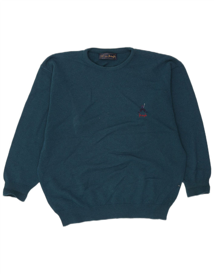 Pringle Pull Col Rond Homme Vert Moyen Laine Vierge